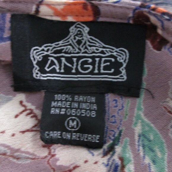 Angie Women's Floral Purple Midi Dress Size M  Bohemian Peasant Romantic - Picture 6 of 7